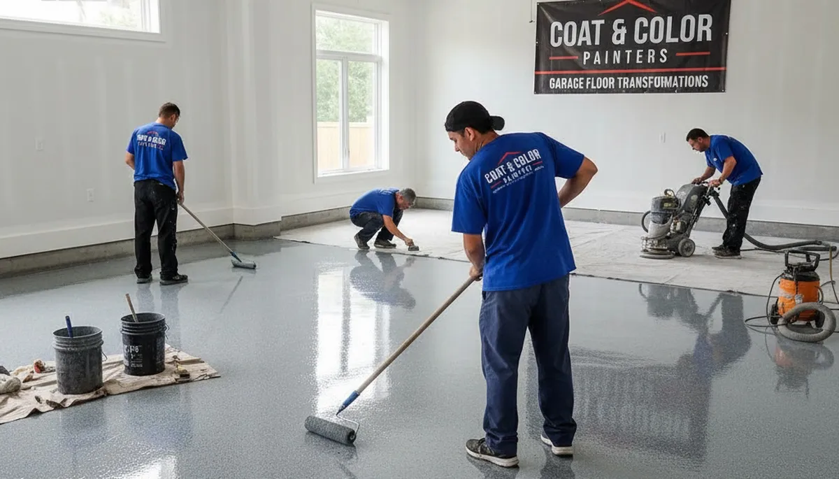 Professional garage floor epoxy coating in Virginia Beach VA for durable, moisture-resistant finish