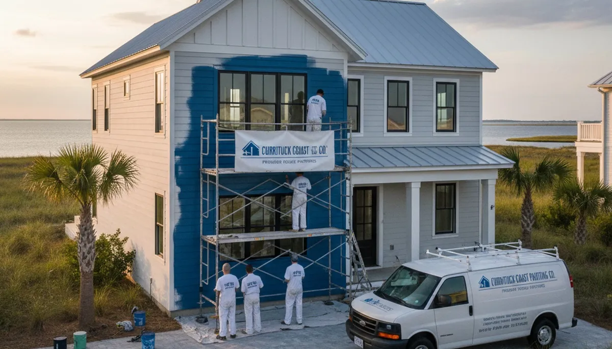 Professional house painters working on coastal home exterior in Virginia Beach VA