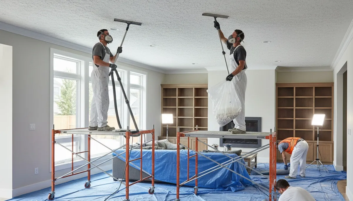 Professional popcorn ceiling removal in Virginia Beach, VA home interior by expert painters