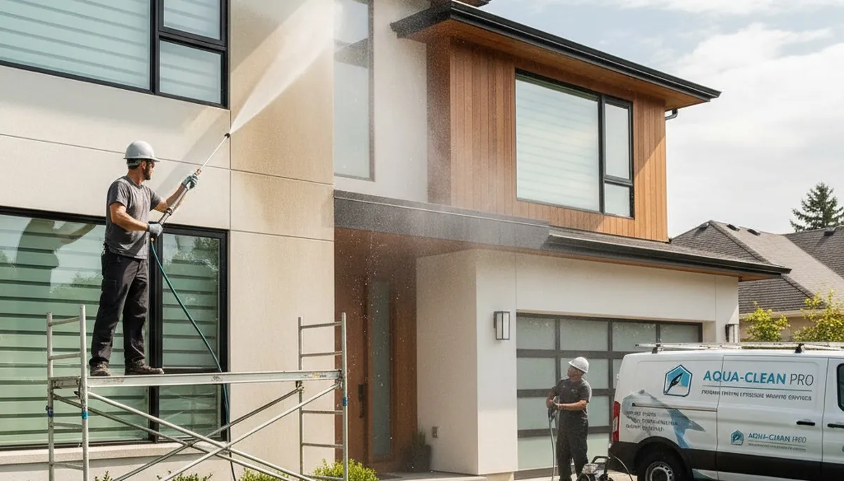 Professional pressure cleaning on coastal home exterior in Virginia Beach VA